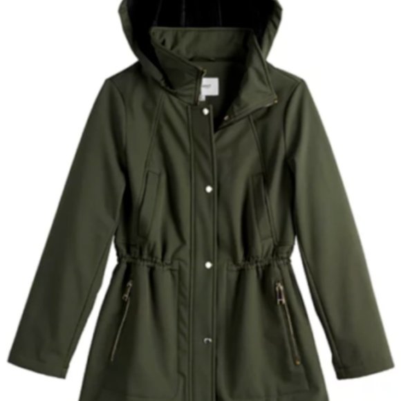 Women's Nine West Fleece-Lined Soft-Shell Winter CoatJacket ~ Olive, Large - Picture 1 of 7